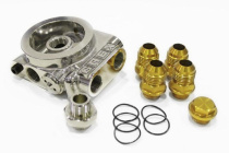 Oljeförflyttarsandwichplatta Type-I O/C 3/4x16UNF Med Termostat GReddy